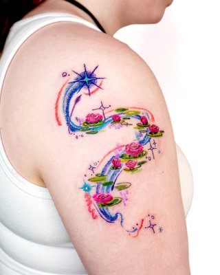 Oil Pastel - Vism Studio's oil pastel-style tattoos evoke the charm of hand-drawn illustrations, blending vibrant colors with expressive, painterly strokes. Each piece captures a nostalgic, artful essence, transforming skin into a canvas of whimsical, crayon-like masterpieces.