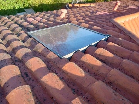 Tile roof repairs - This extensive tile repair was caused by one tile that slipped creating a leak that penetrated the underlayment. The skylight had moss build up that damned the water flow back under the tile causing another leak. Without proper maintenance tile roofs can become costly. Tile roof repairs - This extensive tile repair was caused by one tile that slipped creating a leak that penetrated the underlayment. The skylight had moss build up that damned the water flow back under the tile causing another leak. Without proper maintenance tile roofs can become costly.