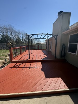 Deck Painting - Our customer lives there about 40years and know they want to sell this house. We power washed the whole deck, send it, tape it and painted with super deck painting from Sherlim Williams. If you want the same perfect result with free life time touch ups text us mow!!!