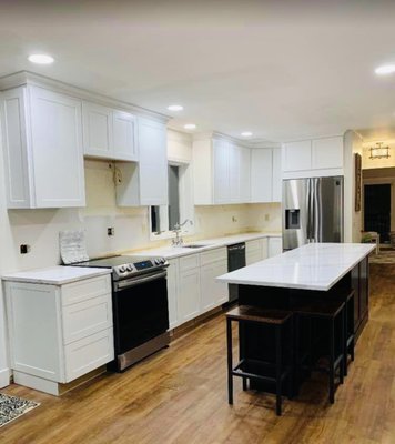 Entire Kitchen Remodeling - Kitchen was remodeled and island was installed Entire Kitchen Remodeling - Kitchen was remodeled and island was installed