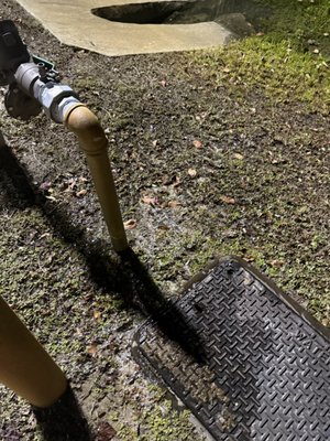 Busted 2" water main - If you have had a main water line that has frozen or been hit or driven over, you know it's very important to get back up and going. Give 850 Plumbing Inc. a call to get this resolved quickly.
