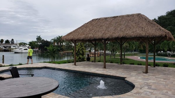 Synthetic thatched structures. - Here are some examples of our Tiki or Chickee huts, with the long lasting synthetic thatch installed.