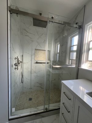 Bathroom Remodeling - We did a full bathroom remodel. New vanity, floor, toilet, wall tile, electric, and paint. Bathroom Remodeling - We did a full bathroom remodel. New vanity, floor, toilet, wall tile, electric, and paint.