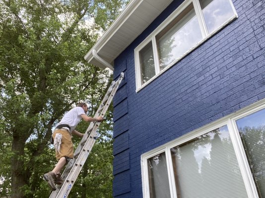 Exterior paint, deck staining - We painted a two story brick lake house and stained two decks. Exterior paint, deck staining - We painted a two story brick lake house and stained two decks.