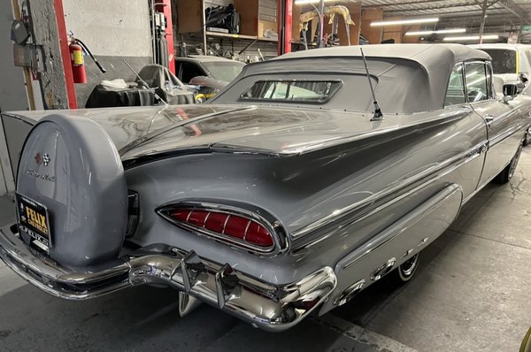 1959 chevrolet impala - this 1959 chevrolet impala we did here @ the shop  got fully restored and modified .
lsa engine swap. vintage air. dakota digital. dayton rims . alpine sound. fully chrome suspension .
full hydraulic system .  and lets not forget the beautiful body and wet paint job we applied.. took months and months of preparation ....... feel free to inquire for any questions .....