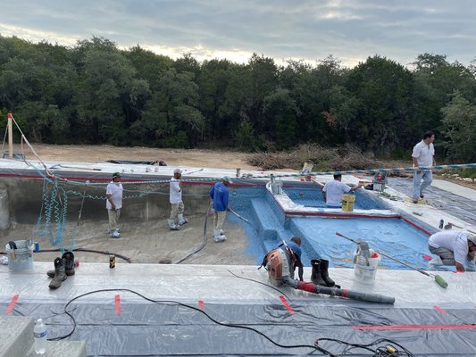 Pool Replastering - Pool replastering is the process of renewing the interior surface of a swimming pool by applying a new plaster layer. Over time, the existing plaster can become worn, stained, and uneven, affecting the pool's aesthetics and feel. Replastering involves draining the pool, removing the old plaster, preparing the surface, and then applying a fresh plaster layer. This can improve the pool's appearance, smoothness, and water quality. Replastering can also provide an opportunity to change the pool's color or texture. Professional pool contractors ensure a proper and even application, resulting in a rejuvenated and visually appealing pool interior. Pool Replastering - Pool replastering is the process of renewing the interior surface of a swimming pool by applying a new plaster layer. Over time, the existing plaster can become worn, stained, and uneven, affecting the pool's aesthetics and feel. Replastering involves draining the pool, removing the old plaster, preparing the surface, and then applying a fresh plaster layer. This can improve the pool's appearance, smoothness, and water quality. Replastering can also provide an opportunity to change the pool's color or texture. Professional pool contractors ensure a proper and even application, resulting in a rejuvenated and visually appealing pool interior.