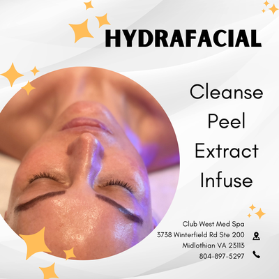Glowing Skin! - Post-Hydrafaical Glow! 4-steps to radiant skin with Hydrafacial wet dermabrasion: deep cleansing, gentle chemical peel, extract congestion and impurities, and hydrate with antioxidant & peptide infusion!