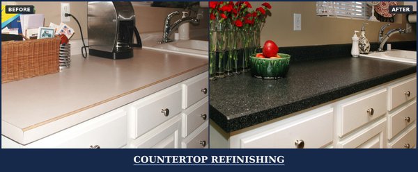 Kitchen Countertop Refinishing - Are you looking to change your countertops? We can transform them in just 2-3 days. Save money and avoid the mess of demolition! Choose from over 30 of our Natural Accents beautiful stone-look finishes.
What problem can we solve for you?
Ugly, outdated colors
Chipped and stained surface
Scratched or damaged surface