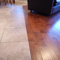 DEMENT: 3/8" BIRCH ENGINEERED - GRANITE OAKS, PRESCOTT - This living room ran at a diagonal to the rest of the house, making a nice accent against the fireplace and tiled dining room & kitchen. To match the height of existing tile over concrete, we had to limit our choices to engineered wood of 3/8" thickness only, thus avoiding any transition wood trims. DEMENT: 3/8" BIRCH ENGINEERED - GRANITE OAKS, PRESCOTT - This living room ran at a diagonal to the rest of the house, making a nice accent against the fireplace and tiled dining room & kitchen. To match the height of existing tile over concrete, we had to limit our choices to engineered wood of 3/8" thickness only, thus avoiding any transition wood trims.