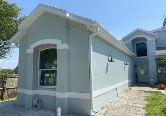 Soffit, Fascia & Gutters - This Cocoa Beach home had a beautiful addition built onto the front of the perimeter. Pro Flow Gutters LLC had the pleasure of installing new soffit, fascia and gutters to the new addition of the home. Soffit, Fascia & Gutters - This Cocoa Beach home had a beautiful addition built onto the front of the perimeter. Pro Flow Gutters LLC had the pleasure of installing new soffit, fascia and gutters to the new addition of the home.
