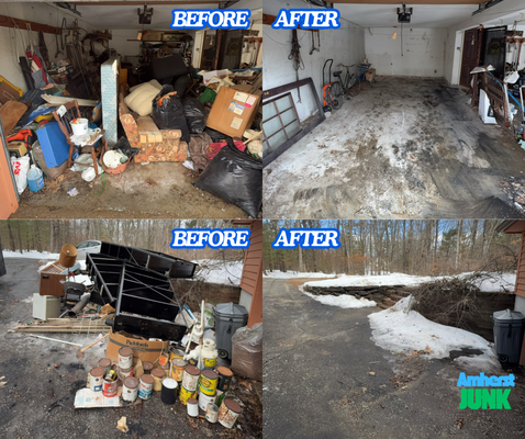 Amherst Garage Cleanout Project – Amherst Junk - One of the most common junk removal requests we receive is for garage cleanouts, and our recent project in Amherst, MA was the perfect example of why so many homeowners in the 413 area call Amherst Junk for help.

The homeowner had been using their garage for years as a storage space. Over time, it filled with old furniture, boxes of forgotten items, broken tools, yard debris, and household junk. What was once a place to park their car and organize tools had become completely unusable. They wanted to reclaim their garage but didn’t know where to start. That’s where our team came in.

When we arrived, the garage was packed wall-to-wall with junk. Our Amherst Junk crew began by identifying the largest items—broken shelving, an old mattress, and heavy furniture—that needed to be hauled first. From there, we worked through boxes, bags, and loose debris, sorting everything into items for disposal, recycling, and potential donation.

Within just a few hours, our trucks were loaded with everything from cardboard and trash bags to bulky metal items and appliances. We always prioritize eco-friendly disposal and make sure that recyclable materials don’t end up in landfills.

The difference was immediate. With everything cleared, the garage floor was swept clean, and the homeowner finally had a wide-open space they could use again. They now had room for parking, tools, and organized storage—and no longer felt the stress of facing a cluttered, unusable garage every day.

This Amherst project is a great reminder that junk removal isn’t just about hauling items—it’s about transforming spaces and improving how people live in their homes. For many of our customers, a clean garage means less stress, more functionality, and even increased property value.

Why Amherst residents choose Amherst Junk for garage cleanouts:

Full-service removal – we do the heavy lifting, loading, hauling & disposal

Local expertise – serving Amherst, South Deerfield, Hadley, and all of the 413 area

Fast & efficient – most garage cleanouts completed in just a few hours

Eco-friendly disposal – recycling & donating whenever possible

Customer-first service – respectful, reliable, and always broom-clean results

If you’re searching for:

Garage cleanout Amherst MA

413 junk removal services

Full-service junk hauling in Amherst

Basement, attic, and garage cleanouts

…Amherst Junk is the trusted name to call.

This Amherst garage cleanout shows exactly how our team takes a cluttered, overwhelming space and turns it into something homeowners can be proud of. Whether it’s a single-item pickup, a hoarder house, or a full garage cleanout, we deliver the same reliable, professional service every time.

If you’re ready to reclaim your garage or any other part of your home, call Amherst Junk today for a free estimate. Our team proudly serves Amherst and the entire Pioneer Valley with junk removal services that are fast, affordable, and stress-free.