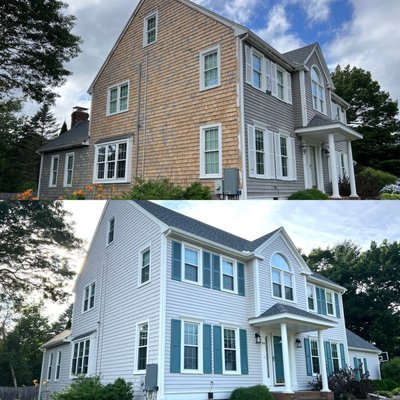 🏠 Exterior House Painting Project - Kingston, MA - Another great finished project by Seixas Painting, before and after pictures of exterior house completed in Kingston. Call today to schedule an estimate! 🏠 Exterior House Painting Project - Kingston, MA - Another great finished project by Seixas Painting, before and after pictures of exterior house completed in Kingston. Call today to schedule an estimate!