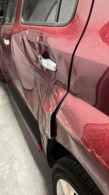 Side damage almost took out this Chevy HHR - We were able to source a used door for the chevy to get it back on the road again! Side damage almost took out this Chevy HHR - We were able to source a used door for the chevy to get it back on the road again!