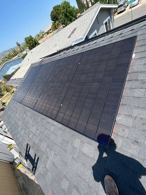 Dual Array Roof Top System - My Smart House will design your system taking all aspects into consideration. Some roof tops don't permit for one large array, so we create a system that is custom made for your home. This project had two arrays on each side of the apex of the roof, along with a new service panel and back up batteries. Dual Array Roof Top System - My Smart House will design your system taking all aspects into consideration. Some roof tops don't permit for one large array, so we create a system that is custom made for your home. This project had two arrays on each side of the apex of the roof, along with a new service panel and back up batteries.