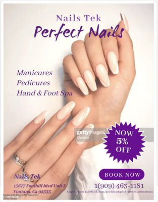 Special promotion ! - We are welcomed to walk in and made an appointment. Please call us to confirm if you book in Yelp! We have many professional technicians to design your nails done nicely and perfectly. Special promotion ! - We are welcomed to walk in and made an appointment. Please call us to confirm if you book in Yelp! We have many professional technicians to design your nails done nicely and perfectly.
