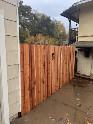 Basic 6' Tall Board on Board Redwood Fence with hidden Metal Posts - This project features a clean and functional 6’ tall board-on-board redwood fence built with hidden metal posts for added strength and a smooth, modern look. We installed premium redwood pickets for full privacy, made sure all lines stayed straight and level, and adjusted each section to fit the slope and layout of the yard. The result is a solid, durable, low-maintenance fence that upgrades the property while keeping a simple, natural aesthetic. Basic 6' Tall Board on Board Redwood Fence with hidden Metal Posts - This project features a clean and functional 6’ tall board-on-board redwood fence built with hidden metal posts for added strength and a smooth, modern look. We installed premium redwood pickets for full privacy, made sure all lines stayed straight and level, and adjusted each section to fit the slope and layout of the yard. The result is a solid, durable, low-maintenance fence that upgrades the property while keeping a simple, natural aesthetic.