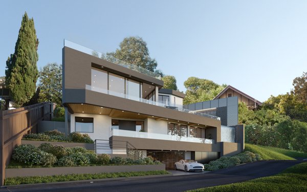 Architectural and interior design for a modern house III - This ultra-modern minimalist residence is located in the secluded and prestigious Hollywood Hills, California, on Glencoe Way. The residence stands apart from neighboring homes and allows its owners to enjoy a calm, private life. The architectural and interior design of the house is varying shades of grey, which gives a sense of austerity, restraint, and modernity. The sharp lines and precise geometric shapes of the facade give the home a clean, appealing look.
This unique architectural wonder includes a master suite, six bedrooms, seven bathrooms, a living room with fireplace, home bar, underground parking, and a gorgeous infinity pool. The stark black and soft grey exterior create a complex sophistication, while the large windows and glass balcony walls create a beautiful contrast and make the most of natural light. Architectural and interior design for a modern house III - This ultra-modern minimalist residence is located in the secluded and prestigious Hollywood Hills, California, on Glencoe Way. The residence stands apart from neighboring homes and allows its owners to enjoy a calm, private life. The architectural and interior design of the house is varying shades of grey, which gives a sense of austerity, restraint, and modernity. The sharp lines and precise geometric shapes of the facade give the home a clean, appealing look.
This unique architectural wonder includes a master suite, six bedrooms, seven bathrooms, a living room with fireplace, home bar, underground parking, and a gorgeous infinity pool. The stark black and soft grey exterior create a complex sophistication, while the large windows and glass balcony walls create a beautiful contrast and make the most of natural light.