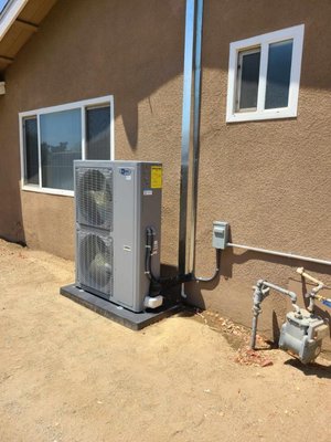 Unit Removal & Replacement - Here we have a gas/electric 4 ton package unit that was removed and replaced with a 18 seer 5 ton heat pump split system. With new ductwork
