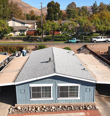 Manufactured home full reroof - This is a manufactured home that had an old roof on it. We completed a full tear off and brand new shingle install. Manufactured home full reroof - This is a manufactured home that had an old roof on it. We completed a full tear off and brand new shingle install.
