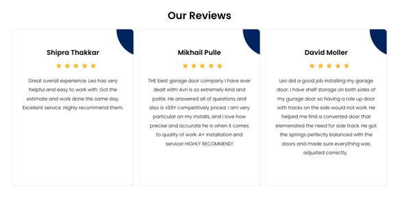 Bull Garage Door - Testimonials - The name says it all and our service proves it. When you’re in need of garage door repair, maintenance, or looking to upgrade your garage door, Best Garage Doors is who you call. Our fleet of vans and trucks are stocked with the most common garage door parts, design samples, and the best service technicians and professionals in all of Northern NJ, NYC Metro and Staten  Island. With unbeatable service, value, and expertise, there’s no other choice but Best Garage Doors!