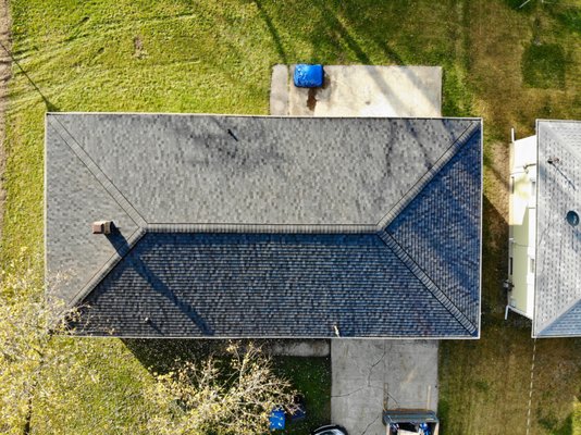 Bridgman Michigan Roof, Seamless Gutter & Solution Gutter Guard Project - Products Installed: CertainTeed Lifetime Warranty NorthGate Shingles in Moire Black, White Seamless Gutters with White Solution Gutter Guards