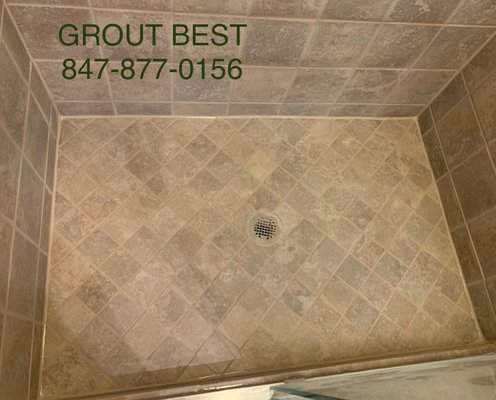 Regrout and Recaulk shower floor (leaking floor)
If you have a leak problem call GROUT BEST - There was a leak on the floor, grout and caulk was cracked. GROUT BEST did Regrout and Recaulk the entire floor. They were very happy because they used the shower next day and there’s no leaks on the floor. Call GROUT BEST if you have similar issues 847-877-0156.