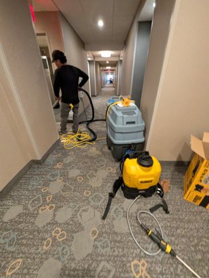 Two Marriott Hotel Properties - Houston Clean Now completed a full carpet cleaning project for two hotel properties, including all guest rooms, hallways, meeting spaces, lobbies, and other common areas. Using professional commercial-grade equipment, our team removed heavy traffic soil, stains, and odors while minimizing downtime for hotel operations. The project was completed efficiently, leaving the properties with cleaner, fresher carpets and a more welcoming appearance for guests. We specialize in large commercial carpet cleaning projects for hotels, apartments, office buildings, and other high-traffic facilities throughout the Houston area. Two Marriott Hotel Properties - Houston Clean Now completed a full carpet cleaning project for two hotel properties, including all guest rooms, hallways, meeting spaces, lobbies, and other common areas. Using professional commercial-grade equipment, our team removed heavy traffic soil, stains, and odors while minimizing downtime for hotel operations. The project was completed efficiently, leaving the properties with cleaner, fresher carpets and a more welcoming appearance for guests. We specialize in large commercial carpet cleaning projects for hotels, apartments, office buildings, and other high-traffic facilities throughout the Houston area.
