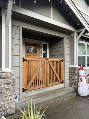 Dog Fence. - Customer request to build a dual swing Gate/Fence for their Dog. Every time they opened the front door the Dog tried to go outside. This gate solve the issue :)
