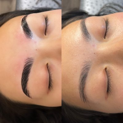 Brow Lamination / Brow Perm - Our brow lamination services tame unruly brows and sculpt any brow shape into a feathery, stunning, and uniform look of your choosing. This service is safe for all skin and hair types, and takes approximately 30-minutes to complete. With proper maintenance and aftercare, brow lamination can last up to eight weeks.