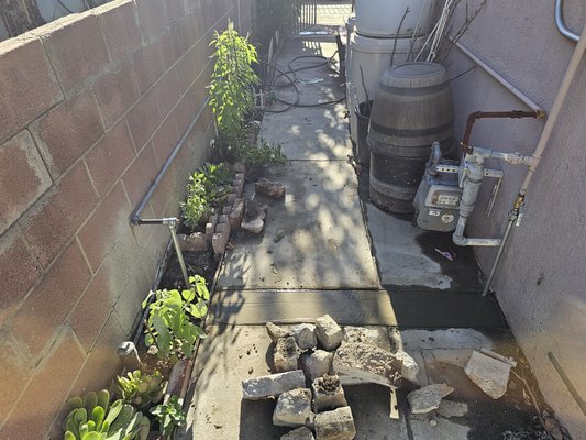 Gas Line Repair - Gas line repair on exterior gas line. Includes the concrete patch.