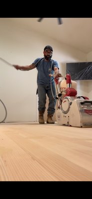Sanding a wood floor - Im in the process of sanding 1100 sqft of vertical grain fir floor in these photos.