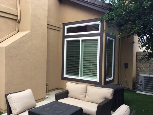 Trabuco Canyon Retrofit - This window replacement project was a whole house project but this before and after stood out because our customer was unsure if they wanted to keep the grid lines or eliminate. I am so happy to announce the decision was made to eliminate the lines in the glass and we have a true winner! Looks so clean and fresh. Trabuco Canyon Retrofit - This window replacement project was a whole house project but this before and after stood out because our customer was unsure if they wanted to keep the grid lines or eliminate. I am so happy to announce the decision was made to eliminate the lines in the glass and we have a true winner! Looks so clean and fresh.