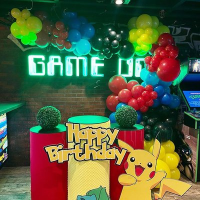 Themed Party Packages - Bring your child’s imagination to life with our fully custom Themed Party Packages! Whether it’s a Super Mario adventure, Princess celebration, or Glow-in-the-Dark Arcade Bash, we transform our retro gaming venue into the ultimate party experience.

Each package includes exclusive private use of the arcade, unlimited gameplay on all machines, and a dedicated event planner who helps design every detail — from decorations and music to themed tableware and lighting effects. You can even add custom upgrades like balloon arches, character cutouts, or themed desserts to make the celebration unforgettable.

Perfect for kids, teens, and family gatherings, our themed parties are stress-free and packed with fun. Just choose your theme, and we’ll handle the rest — setup, cleanup, and everything in between!