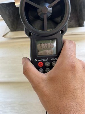 Dryer vent cleaning - This is a typical dryer vent cleaning. We check the air flow at the vent to see if it’s low and document.  We run our dryer vent camera in to inspect the duct work prior to cleaning to see the level of lint build up and to make sure there’s not duct damage or any type of hazard or blockage.  We then clean out the duct with our specialized brushes and also clean the vent hood.  Once the duct is clean we clean the lint trap and rear duct of dryer. We then push the dryer back in place and the cleaning is
