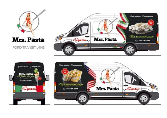 Full Commercial Wrap for Mrs. Pasta Brand - For Mrs. Pasta’s delivery fleet, we designed and executed a vibrant, high-impact commercial vehicle wrap that reflects the brand’s Italian roots and fresh pasta concept. The design includes eye-catching graphics, bold branding elements, and strategic placement of contact information for maximum visibility on the road. From concept creation to installation, AWS Wrap brought this vision to life with precision and premium materials. Full Commercial Wrap for Mrs. Pasta Brand - For Mrs. Pasta’s delivery fleet, we designed and executed a vibrant, high-impact commercial vehicle wrap that reflects the brand’s Italian roots and fresh pasta concept. The design includes eye-catching graphics, bold branding elements, and strategic placement of contact information for maximum visibility on the road. From concept creation to installation, AWS Wrap brought this vision to life with precision and premium materials.