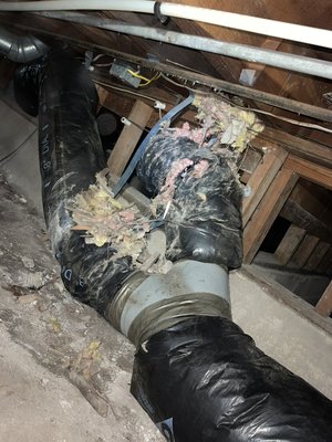 Duct replacement in crawl space - This project we did in Santa Cruz California which is the air duct in the crawl space is destroyed by rats and we replace with metal air duct. Duct replacement in crawl space - This project we did in Santa Cruz California which is the air duct in the crawl space is destroyed by rats and we replace with metal air duct.