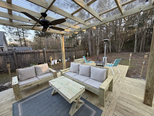 Backyard Upgrade - Built custom outdoor furniture for a customer’s patio and installed smart string lights to create a cozy, ambient space perfect for relaxing or entertaining.