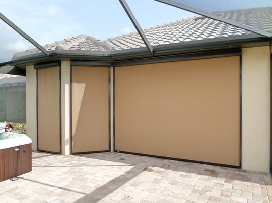 Shading and Privacy Screens - Our Solar Shade screens are made of a unique woven mesh that blocks 75% to 90% of the sun's rays before they enter your home. They also double as a screen for keeping insects out. However, the primary purpose of this fabric is to reduce the level of solar heat in the summer and save greater amounts of heat in the winter.
