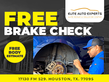 FREE Brake Check - Is your car sending signals with those squeaky brakes? Let us lend an expert ear! Kick off the road with a FREE Brake Check at Elite Auto Experts!
Book your appointment by giving us a call at (281) 856-8484 or visit our website www.eliteautoexperts.com. 🚗💨 #EliteAutoExperts #AutoRepair #NewYearNewBrakes #Cypress #Copperfield #Houston FREE Brake Check - Is your car sending signals with those squeaky brakes? Let us lend an expert ear! Kick off the road with a FREE Brake Check at Elite Auto Experts!
Book your appointment by giving us a call at (281) 856-8484 or visit our website www.eliteautoexperts.com. 🚗💨 #EliteAutoExperts #AutoRepair #NewYearNewBrakes #Cypress #Copperfield #Houston