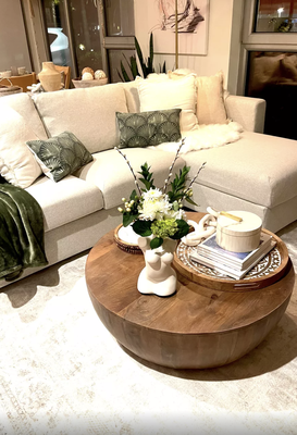 Boho Condo - My client was eager for her space to be transformed into a calm and serene environment, reflective of her passionate work with female entrepreneurs. Her space not only served as her home, but as a background for her multimedia content creation.