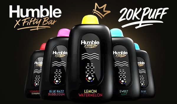 Fifty Bar x Humble 20k Puffs - The Fifty Bar x Humble finally at Smokes Mart. Come try the banana funnel cake and the peach sweet tea! :)
