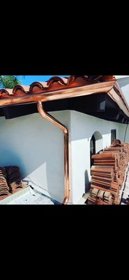Costa Mesa completed Copper Gutters. - The job was to clean the gutters not for install Costa Mesa completed Copper Gutters. - The job was to clean the gutters not for install