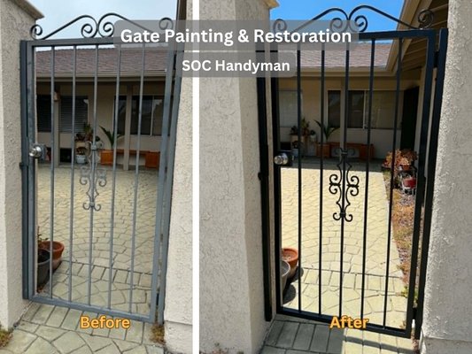 Gate Paint Restoration - This weathered Gate was restored and painted. Gate Paint Restoration - This weathered Gate was restored and painted.