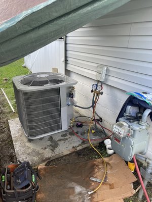 Ac change out and panel change outs - The electric panels were upgraded and brought up to code. The homeowner decided to change out the HVAC system with the original system failed due to age.