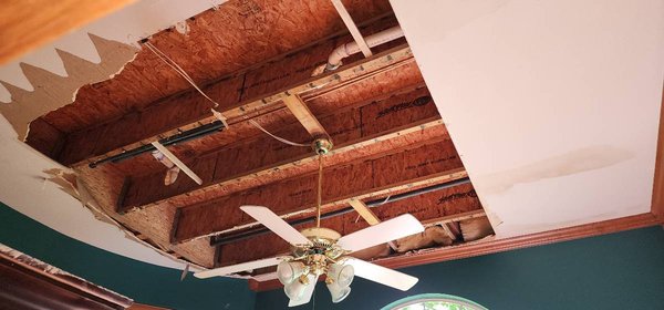 Leak repair - Drywall repairs from leak damage.