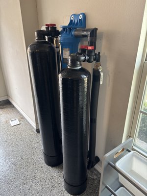 Whole House Water Filtration w/ Salt-Free Softener - Installed a new whole-house water filtration system with a salt-free water softener to improve overall water quality and protect the home's plumbing system. The filtration system helps reduce sediment and other contaminants, while the water softener removes hardness-causing minerals to minimize scale buildup on fixtures, appliances, and piping. Completed all necessary plumbing connections, programmed the softener, and tested the system to ensure proper operation and leak-free performance.