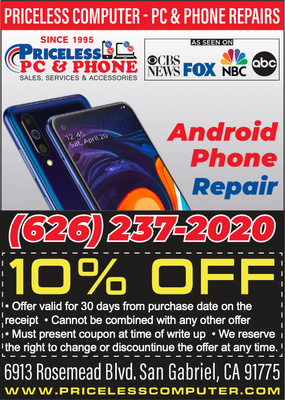 10% OFF TODAY ANDROID PHONE REPAIR - 10% OFF ALL ANDROID REPAIRS TODAY. Just bring this coupon into store to show employee and you will get your discount here today. We care about quality of work and this is why we have been in business since 1995! 10% OFF TODAY ANDROID PHONE REPAIR - 10% OFF ALL ANDROID REPAIRS TODAY. Just bring this coupon into store to show employee and you will get your discount here today. We care about quality of work and this is why we have been in business since 1995!