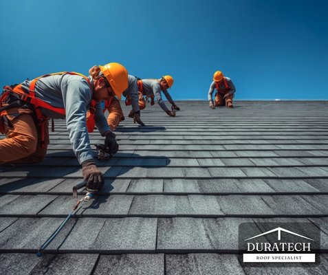 Roof Repair Replacement - Roof repair on a Houston home: missing shingles, storm damage and a leak around a vent. We started with a free inspection and photo report, replaced the damaged sections with matching architectural shingles, resealed the flashing, and cleaned up the same day. Every Duratech repair is backed by our 25-year workmanship warranty. Licensed & insured, BBB Accredited, family-owned since 1999. Roof Repair Replacement - Roof repair on a Houston home: missing shingles, storm damage and a leak around a vent. We started with a free inspection and photo report, replaced the damaged sections with matching architectural shingles, resealed the flashing, and cleaned up the same day. Every Duratech repair is backed by our 25-year workmanship warranty. Licensed & insured, BBB Accredited, family-owned since 1999.