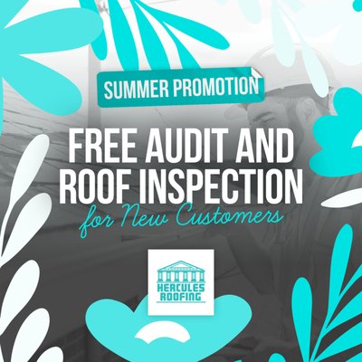 Special Promotions - ☀️ Summer Special: FREE Roof Audit & Inspection for New Customers! ☀️

Get your home summer-ready with Hercules Roofing! For a limited time, new customers receive a FREE roof audit and inspection—on us.

🛠️ What’s Included:
✅ Comprehensive evaluation of your roof’s condition
✅ Professional insights to catch issues early
✅ Customized recommendations for long-term protection

Summer heat can take a toll on your roof—let us help you prepare before the season peaks.

📆 Book your FREE inspection today and enjoy peace of mind all summer long!

🏖️ Summer Savings: 5% OFF Roof Installation! 🏖️

Give your home a seasonal upgrade! Hercules Roofing is offering 5% OFF all roof installations this summer—bringing strength, style, and savings together.

🔥 Why Choose Hercules Roofing?
✅ Skilled craftsmanship that stands up to the summer sun
✅ Roofing styles to match any home aesthetic
✅ Limited-time summer savings to stretch your budget further

✨ Act fast—book your installation now and enjoy a cooler, safer home all season!

🌞 Hot Deal: $500 OFF Residential Roof Repair! 🌞

Beat the heat—and the damage. This summer, save $500 on residential roof repair with Hercules Roofing.

🏡 Why Schedule Now?
✅ Fix cracks, leaks, and seasonal damage before they worsen
✅ Durable materials and expert repair techniques
✅ Enjoy a safer home with long-lasting results

Don’t let minor issues turn major—schedule your repair today and take advantage of this limited-time summer offer!