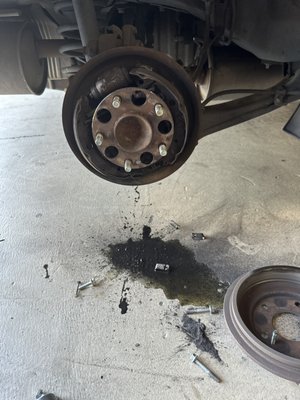 Noise when braking diagnostic - Upon closer inspection can see brake shoes metal to metal recommended a brake job and now customer complaint is no longer present